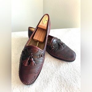 Santoni Men’s tassel‎ loafer braided leather Burgundy size 11 D Italy